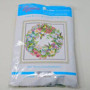 Maydear Cross Stitch Pre-Printed Stamped Kit D647 Art of HUMMINGBIRDS
